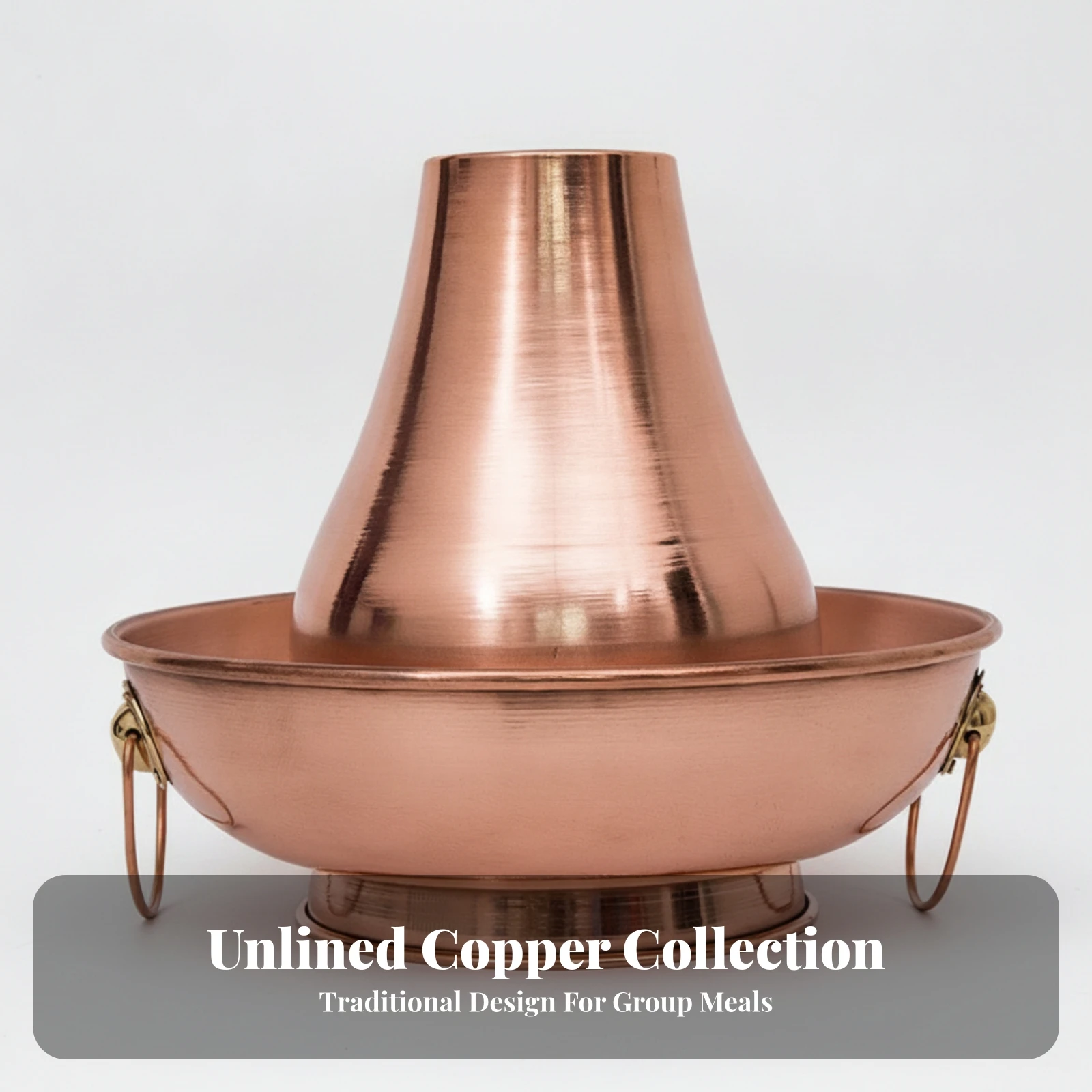 Copper Hot Pot Traditional Chimney Hot Pot Cookware Anti-Skid Polished for Families, Tabletop Dining, Restaurants
