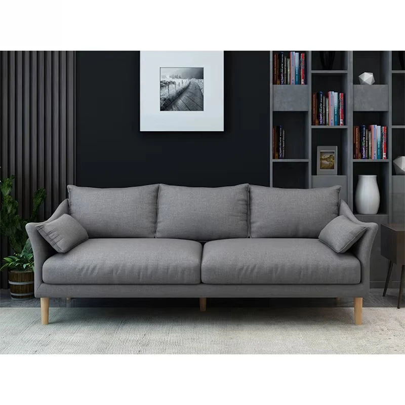 Three lounge chairs with a five-color wooden frame for the office and living room, with two cushions - suitable for hotels
