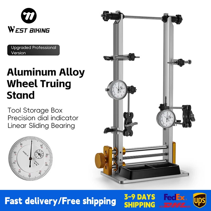 

WESTBIKING Professional Bicycle Wheel Truing Stand With Dial Indicator Gauge Adjustment Rims MTB Road Bike Wheel Repair Tools