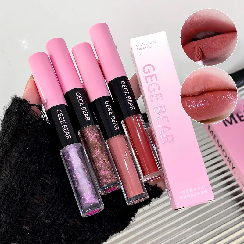Gege Bear Multi-Effekt-Lipgloss mit zwei Enden – lebendige Farben, langanhaltendes Tragen mit feuchtigkeitsspendender Formel und vielseitigen Anwendungen