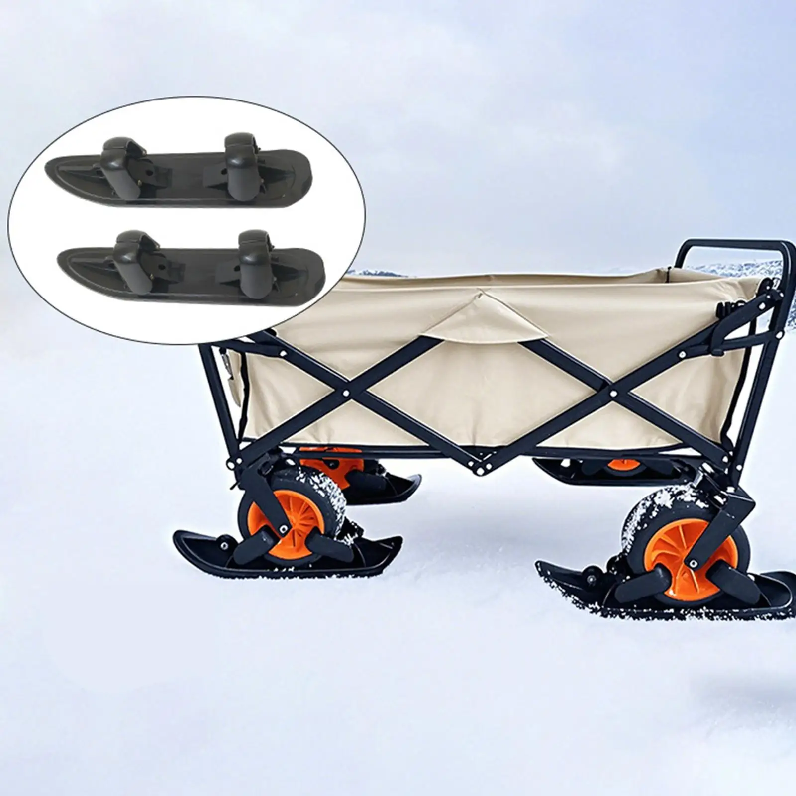 

2 Pieces Stroller Snow Skis Skiing Sled Kids Outdoor Children Sports Snowmobile Accessory Attachment for Golf Carts Sidewalks
