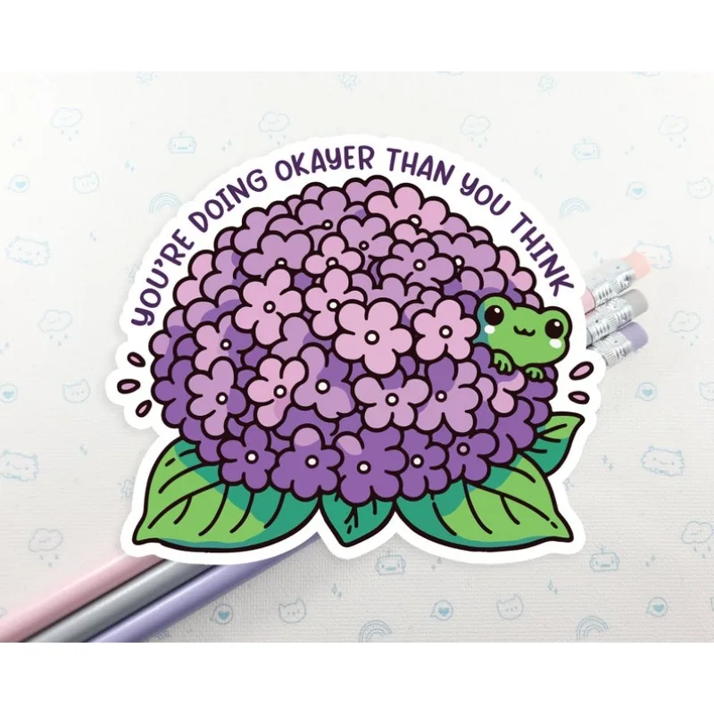Frog flower stickers, vinyl stickers, cute frog gifts, you did a great job, cute flower decoration stickers