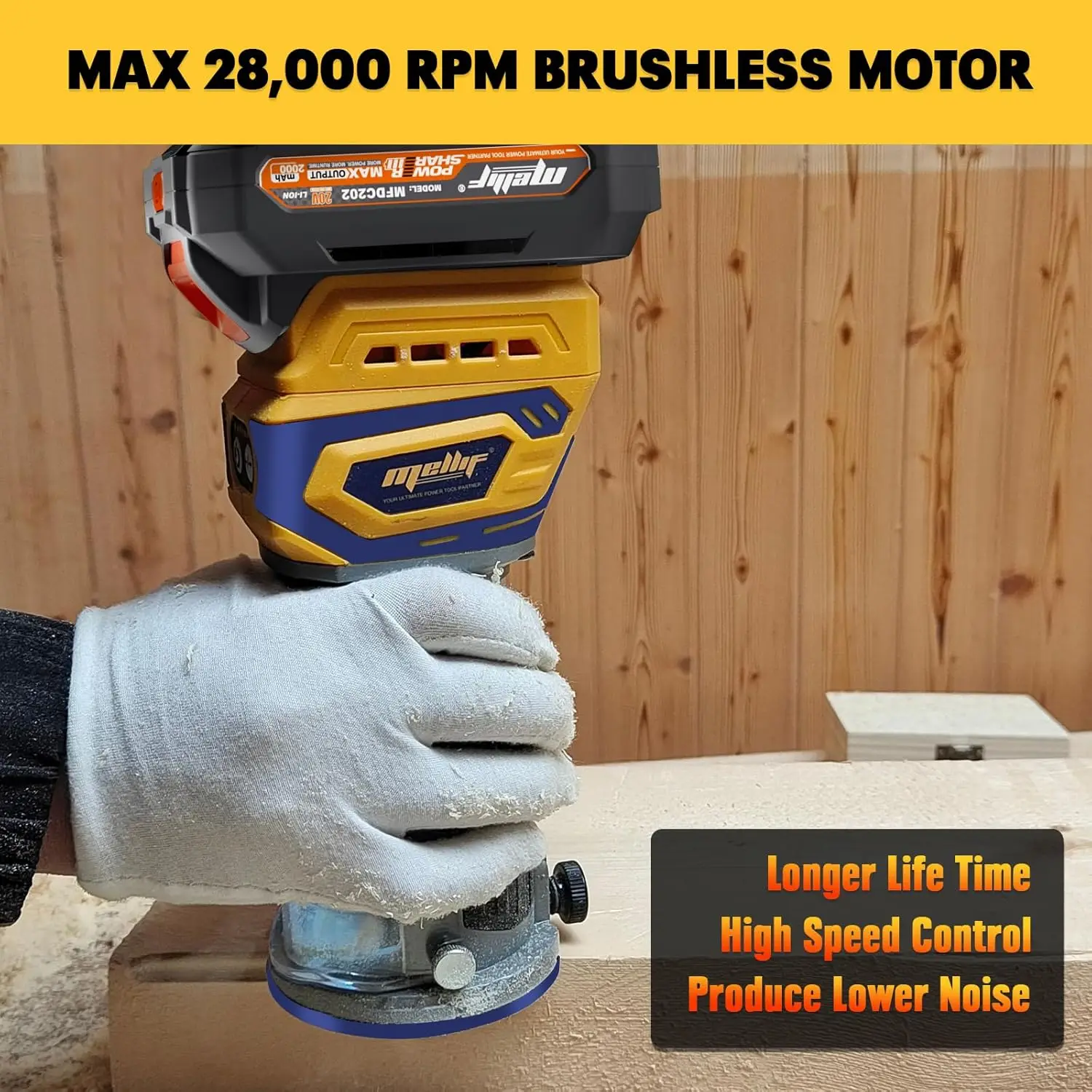 Roteador compacto sem fio, compatível com bateria DeWalt 18V 20V MAX (somente ferramenta)