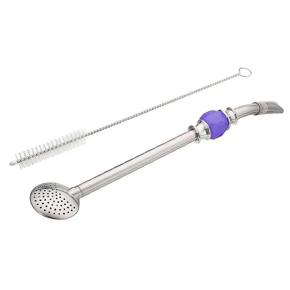 

2 pcs Yerba Mate Bombilla Straw Stainless Steel Drinking Filter Removable Head Easy Clean With Brush For Loose Leaf Tea Ground