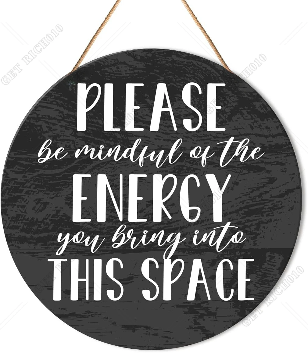 

Energy Door Sign Zen Hanging Sign Decor Positive Energy Wall Decorations Farmhouse Witchy Sign for Door Spiritual Room