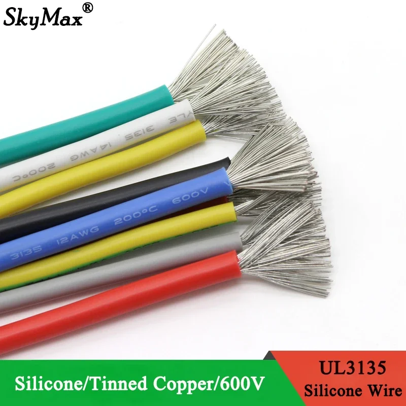 

2/5/10M UL3135 Silicone Wire High Temperature Resistant 30 28 26 24 22 20 18 16 14 12 10AWG Electronic Copper Wire
