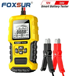 FOXSUR Car Battery Tester for 12V 24Volt Motorcycle Automotive AGM Gel Battery Analyzer SOH SOC CCA IR Capacity Diagnosis Tools