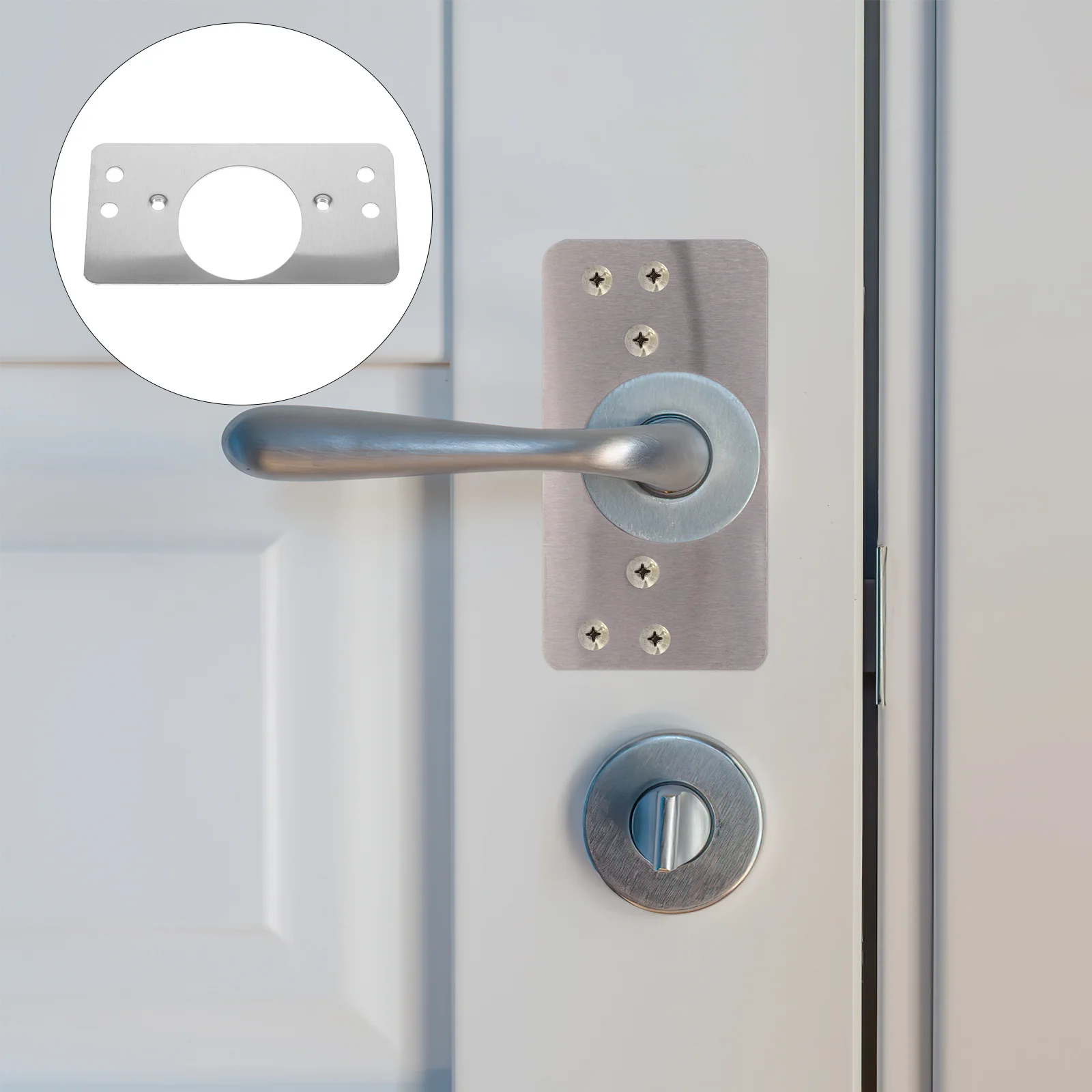 8Pcs Heavy Duty Door Hole Cover Plate Circular Repair Strike Plate Stainless Steel Front Door Reinforcement Filler Kit