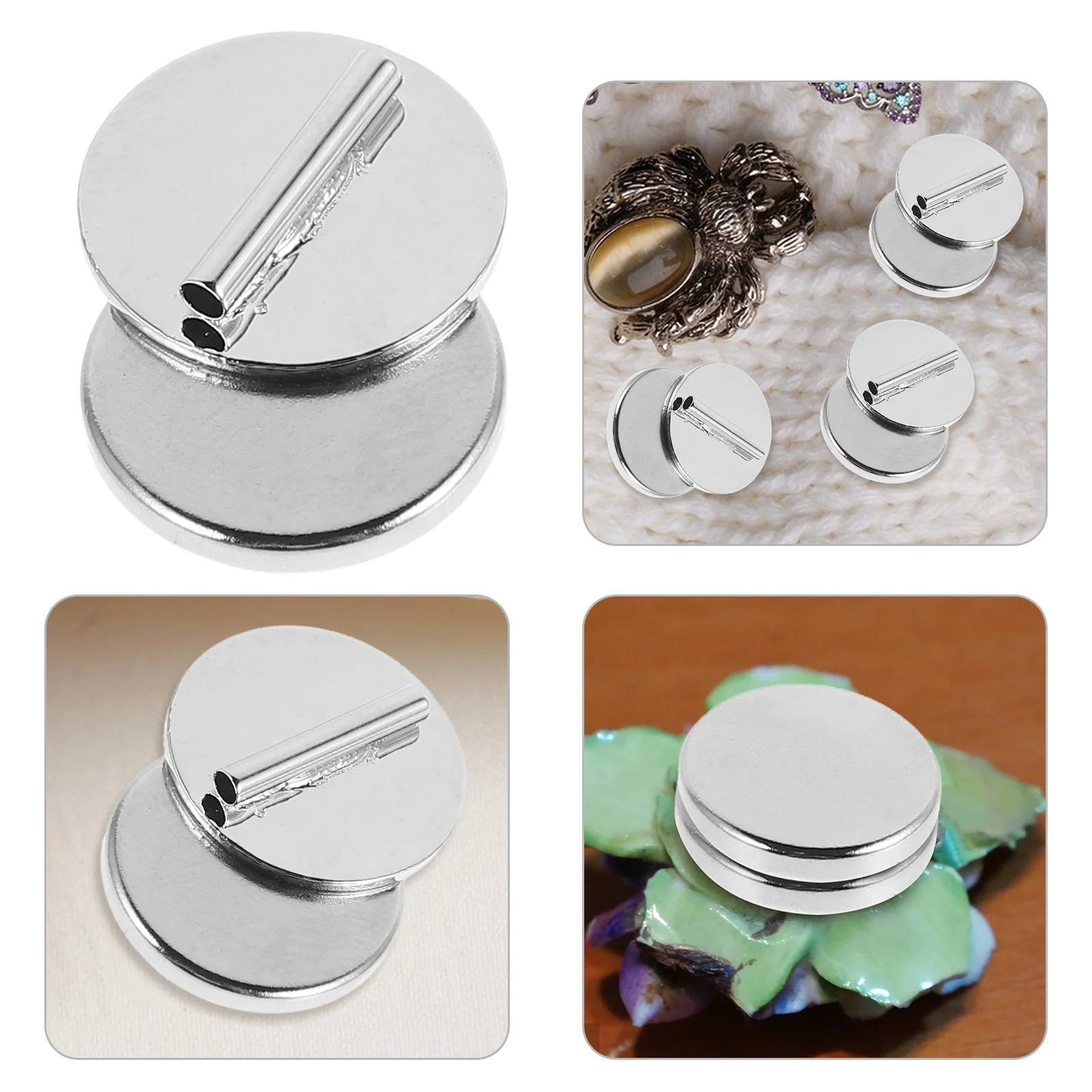 3 Pcs Brooch Mini Pin Converter Garment Magnet Buckle Metal Holder Clothing Pack Part Silver Magnetic