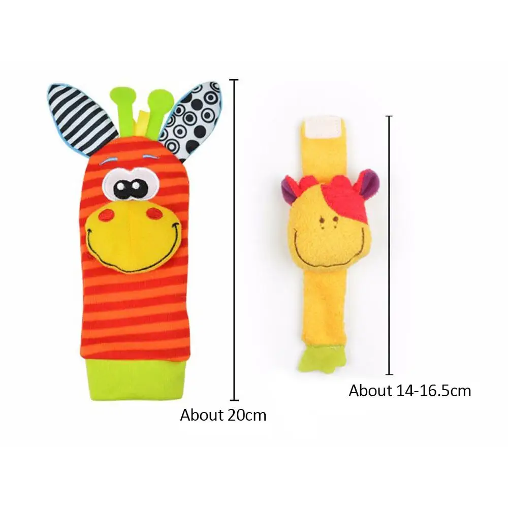 Cartoon Wrist Strap Rattles Animal Socks Baby Toys Infant Soft Handbells Baby Rattles Plush Sock