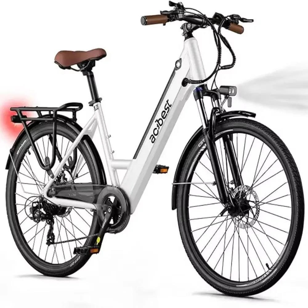 26 inch Step Thru Electric Bicycle Peak 750W 15ah Brushless Motor Cityrun Electric bike, with 7 Speed, Up to 50 Miles, E-Bikes