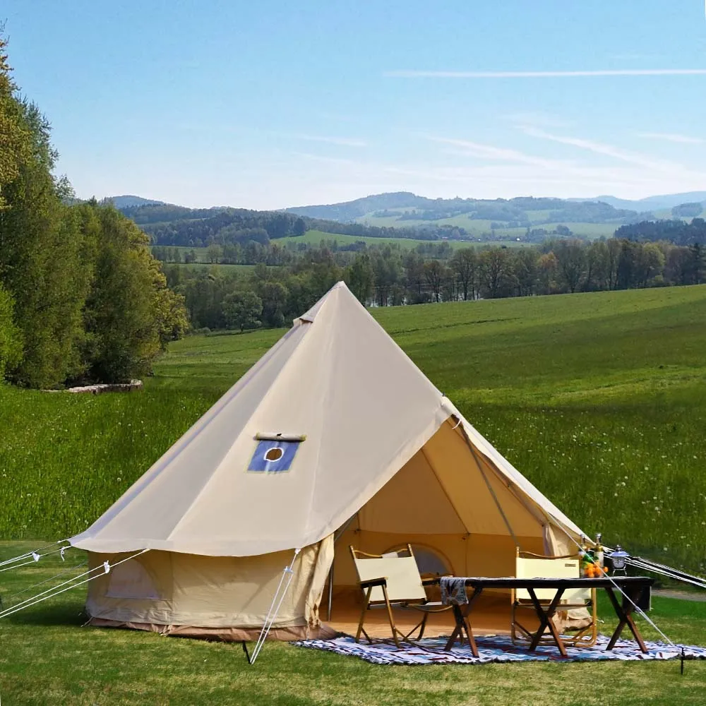 

Hot Sale Outdoor Family Glamping Yurt Tent Two Type Mode Canopy Tent Waterproof Luxury Four-season 8-10 People Cotton OEM/ODM