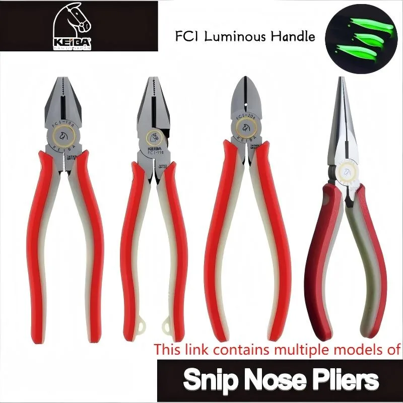 

KEIBA FCI Series 1Pc Heavy-Duty Plier with Glow Handle & CR-V 70C Cutting Edge - Diagonal/Needle Nose for Electrician Repair