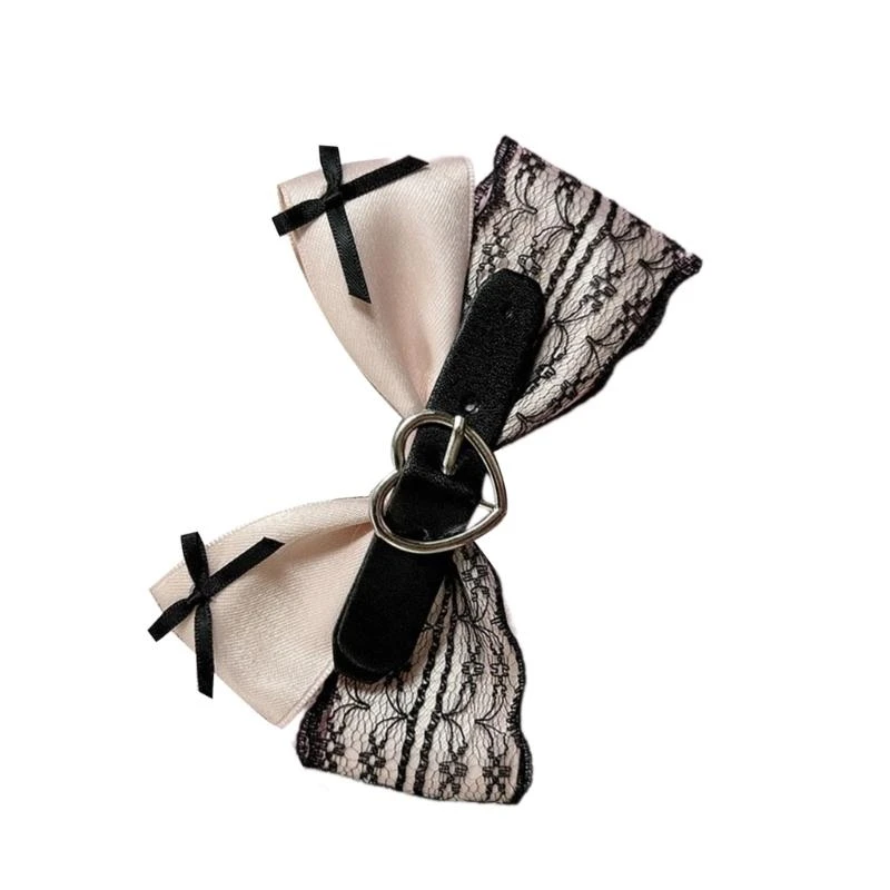 

Lace Hairpin Large Bow Hair Clip Black Elegant 2000s-style Bow Bunches Headwear Sweet Balletcore 15UB
