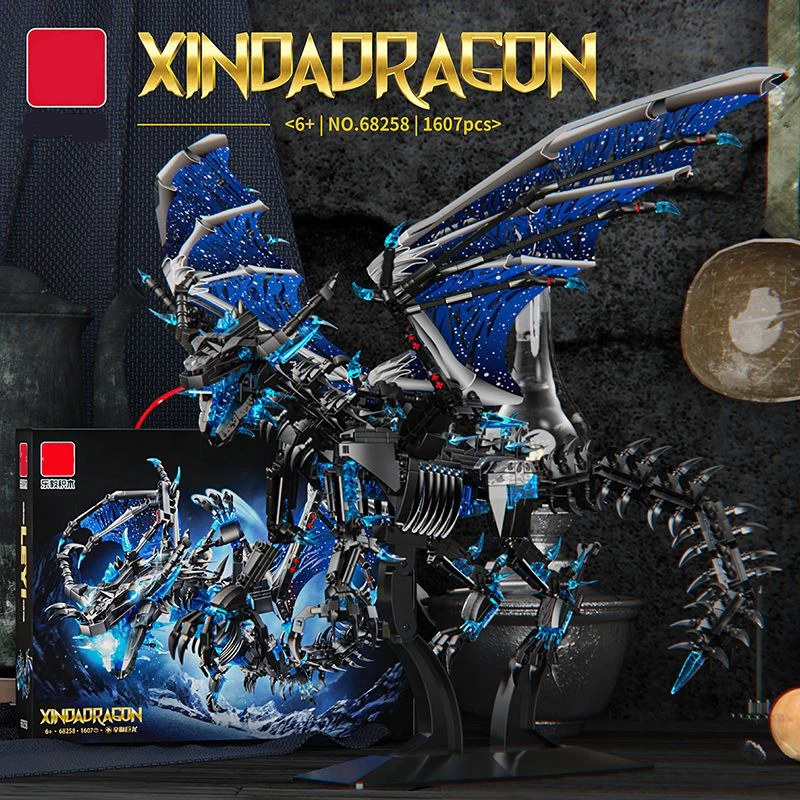 

LEYI Xinda Ice Dragon Building Blocks Set, Creative Ice Dragon Model Bricks, DIY Assembly Toy for Kids & Adults, Home Displa