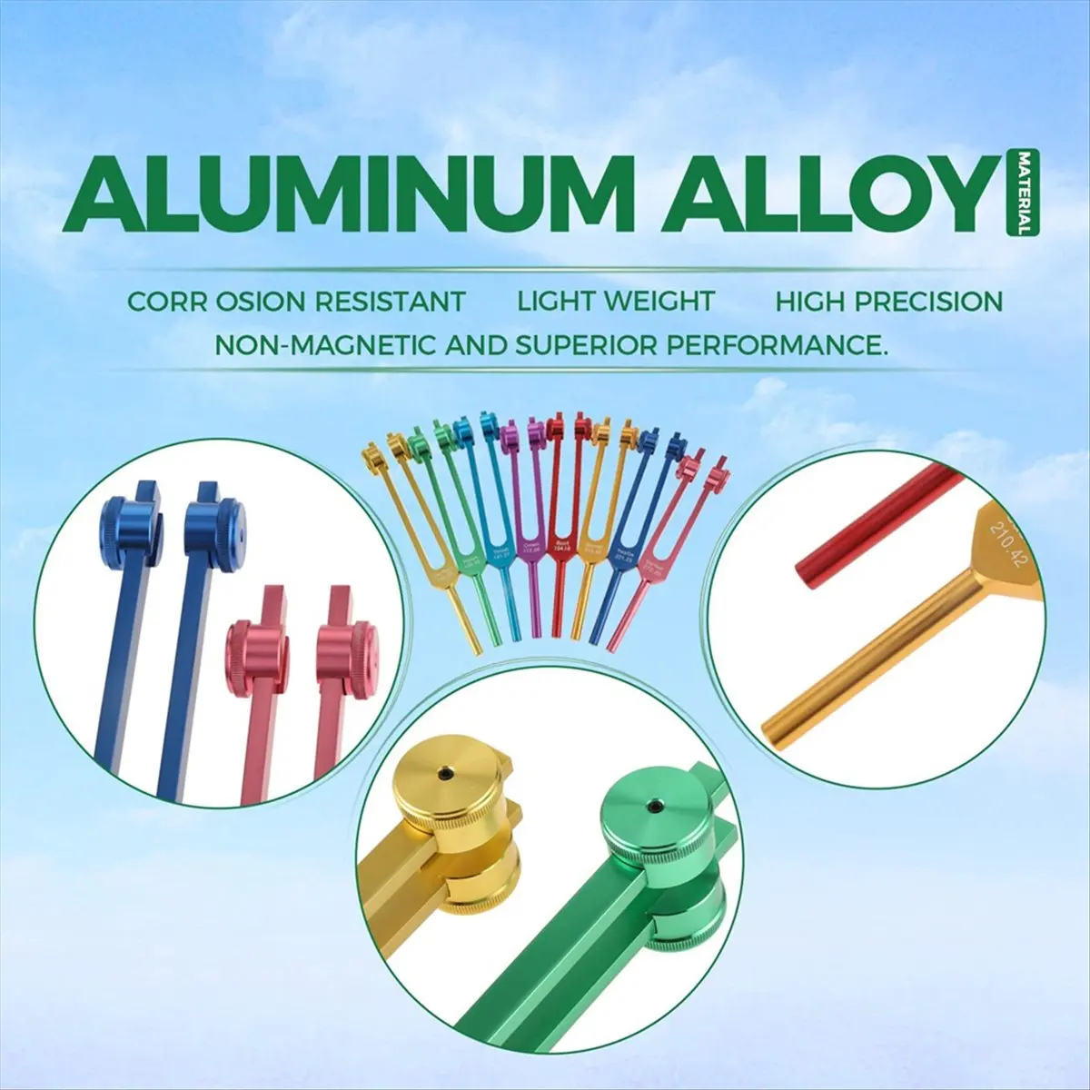 T34C Chakra Tuning Fork Set, 7 Chakra+1 Soul Purpose Weighted Tuning Forks for Meditation,Yoga, Sound Healing Multicolor