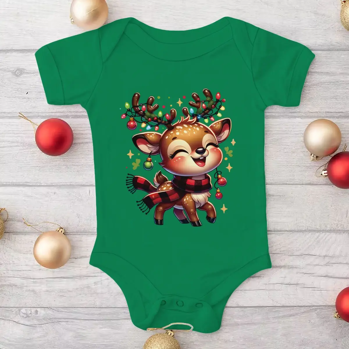 

Merry Christmas Baby Romper Cute Christmas Reindeer Newborn Girl Boy Bodysuits Xmas Lights Cartoon Cotton Infant Jumpsuit