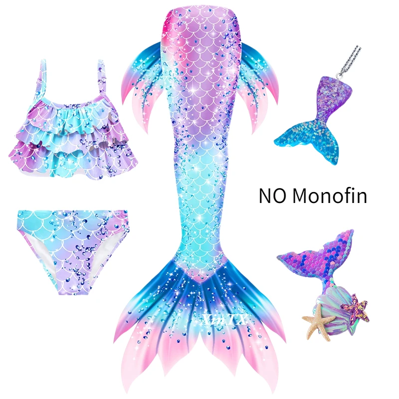 Kids Mermaid Tails Swimming Swimwear Swimmable Beach Clothes  Little Children Mermaid Swimsuit Can Add Monofin Fin