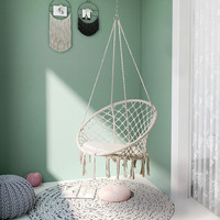 Hanging Chairs Indoors Nordic Style Hanging Basket Ins Hanging Chair Hammock Cotton Rope Woven Hanging Basket Tassel Swing