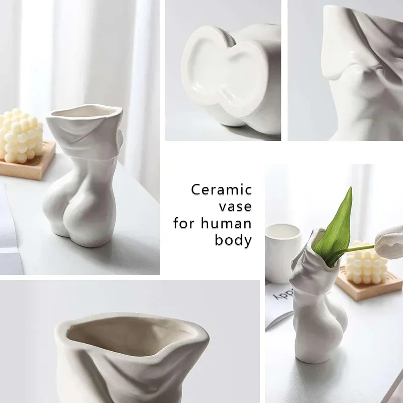 Vase à fleurs en céramique pour femmes, corps féminin, art du corps humain, décoration de la maison, bureau, chambre, ornement artisanal, nordique, sexy