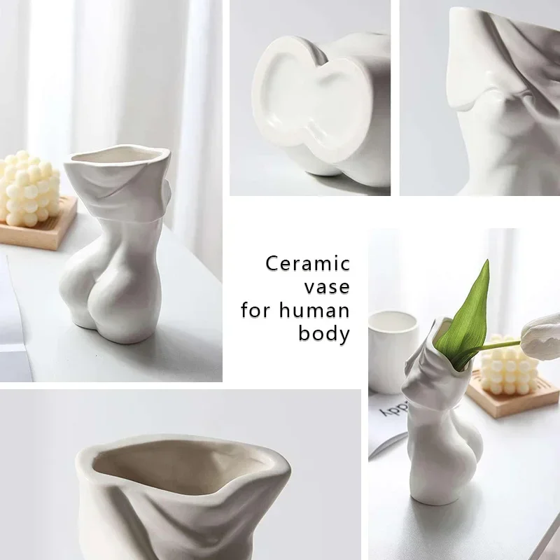 Corpo femminile in ceramica Nordic Sexy Women vaso Human Body Art vaso di fiori decorazione della casa vaso scrivania decorazione della stanza ornamento artigianale