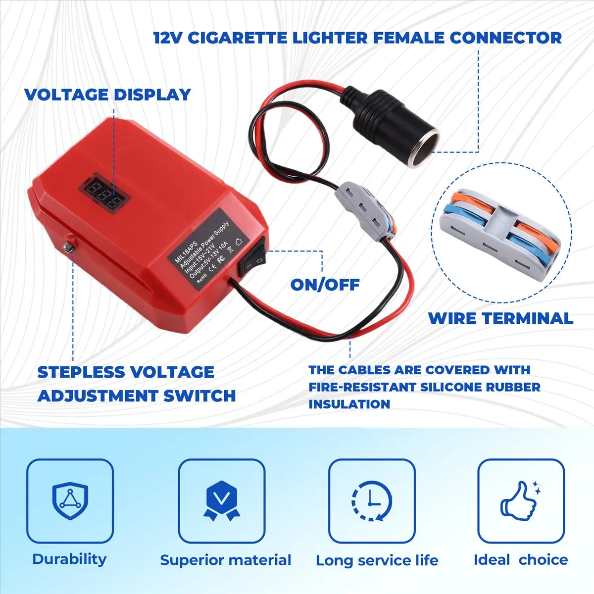 A10R MIL18APS 18V to 12V Step Down Converter for Milwaukee Battery Adapter Adapter Power Wheel Adapter