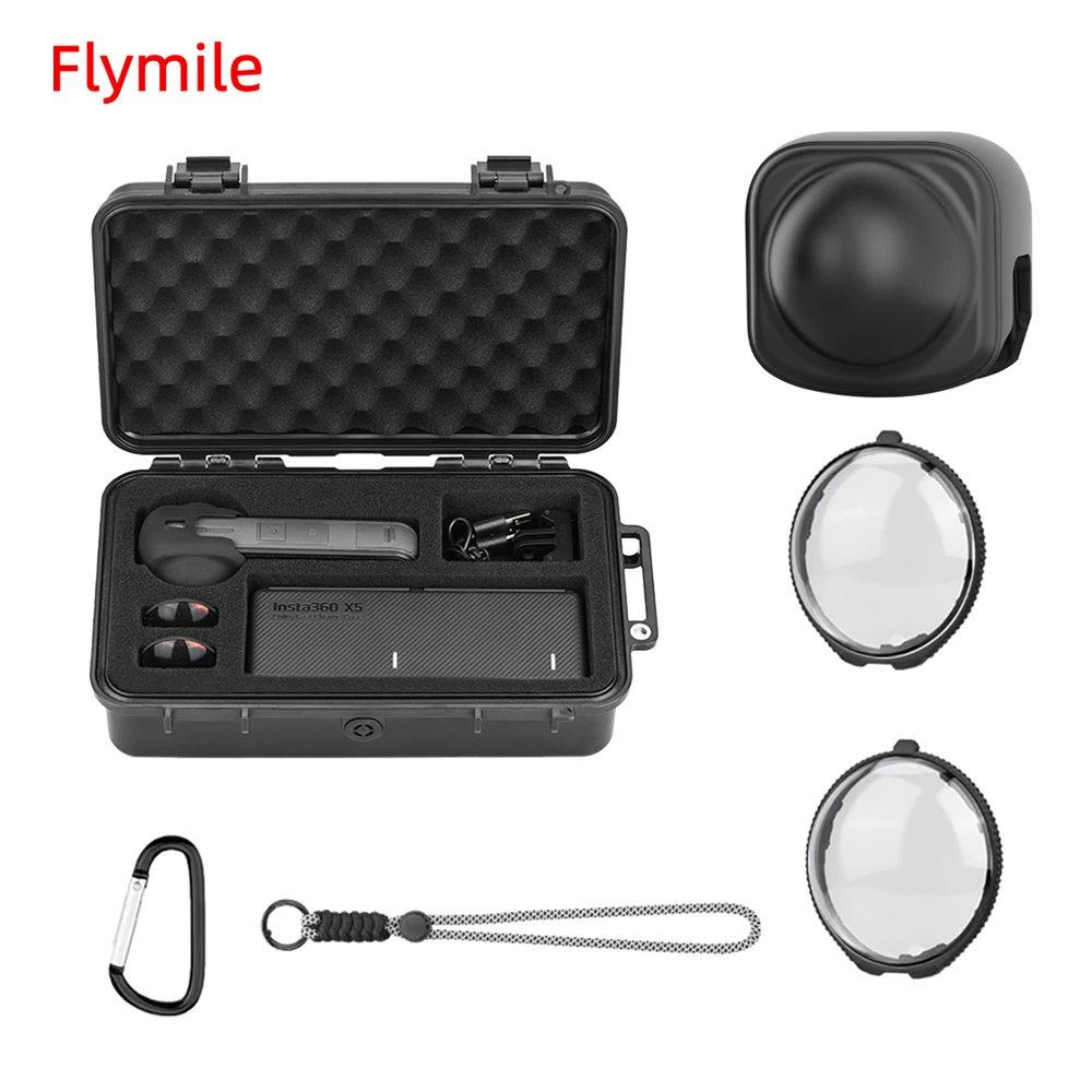 flymile-防水ハードケース-insta360-x5-カメラアクセサリーポータブルキャリング収納ボックス旅行スーツケースカラビナ付き
