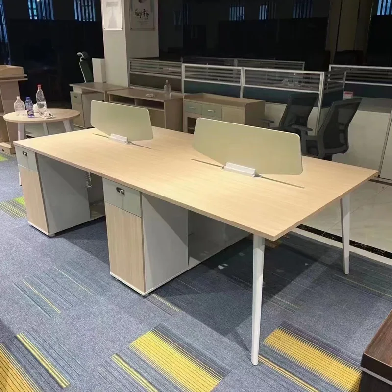 

Office Furniture 4 Seat Employee Workstation with Side Storage Staff Desk Workstation Open Office Desk