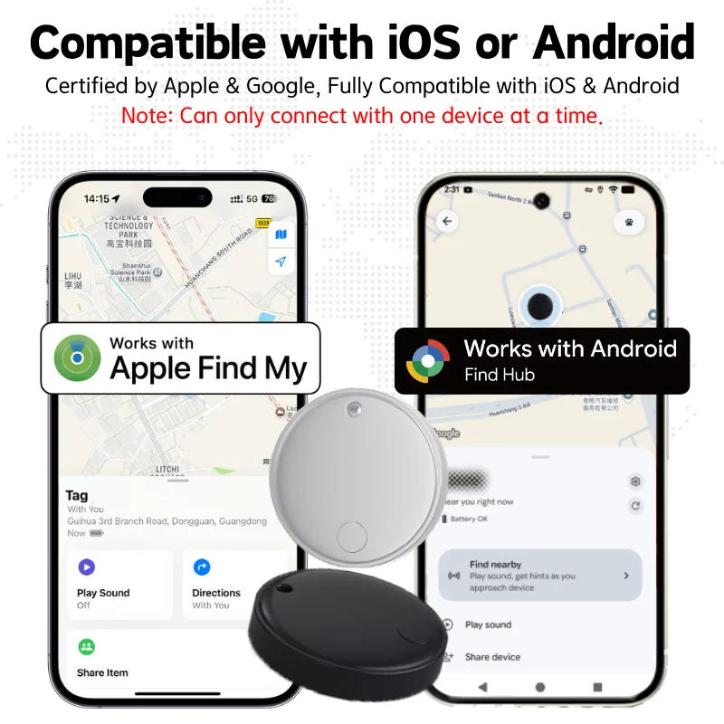 

Smart tag Tracker for Keys Luggage bag tag Finder GPS Locator Smart Anti-lost Works with Apple Find My or Android Find My Hub