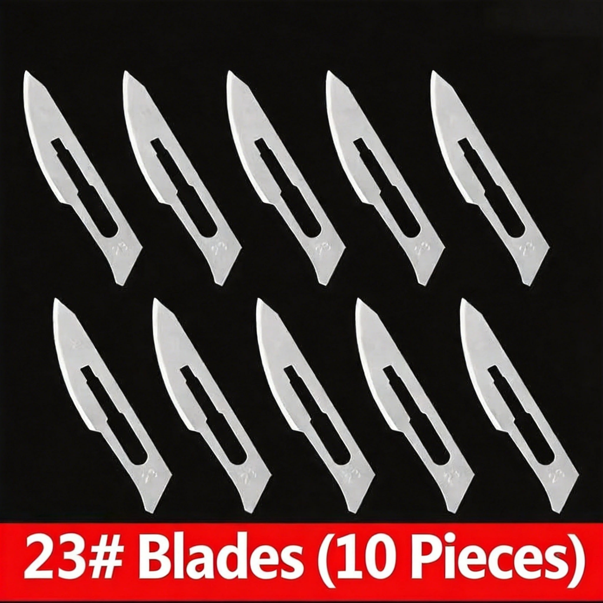 10pcs 23/24 Carbon Steel Blades | Asymmetrical Edge, Suitable for Art, Crafts, Opening Packages, Outdoor Activities