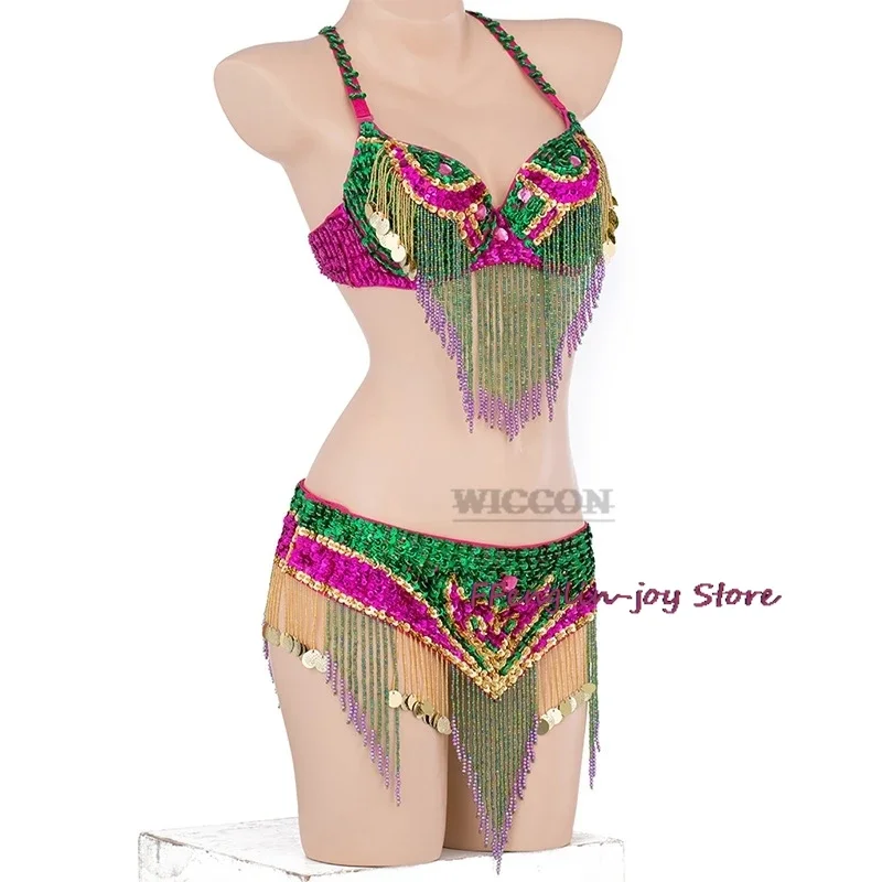 Belly dancing suite cintura reggiseno 2 pezzi set samba costumes club reggiseno sexy accetta qualsiasi dimensione 4 colori per le donne reggiseno hip danza del ventre