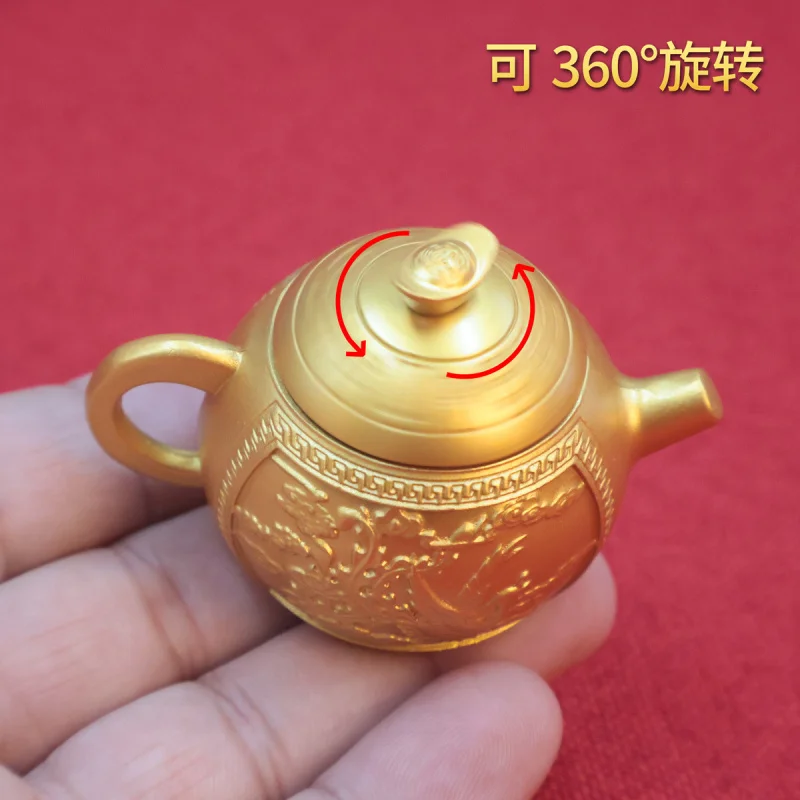 Dragon and Phoenix Handle Teapot Mini Small Teapot Instantly Spin Chinese Style Handle Piece Mahjong Craft