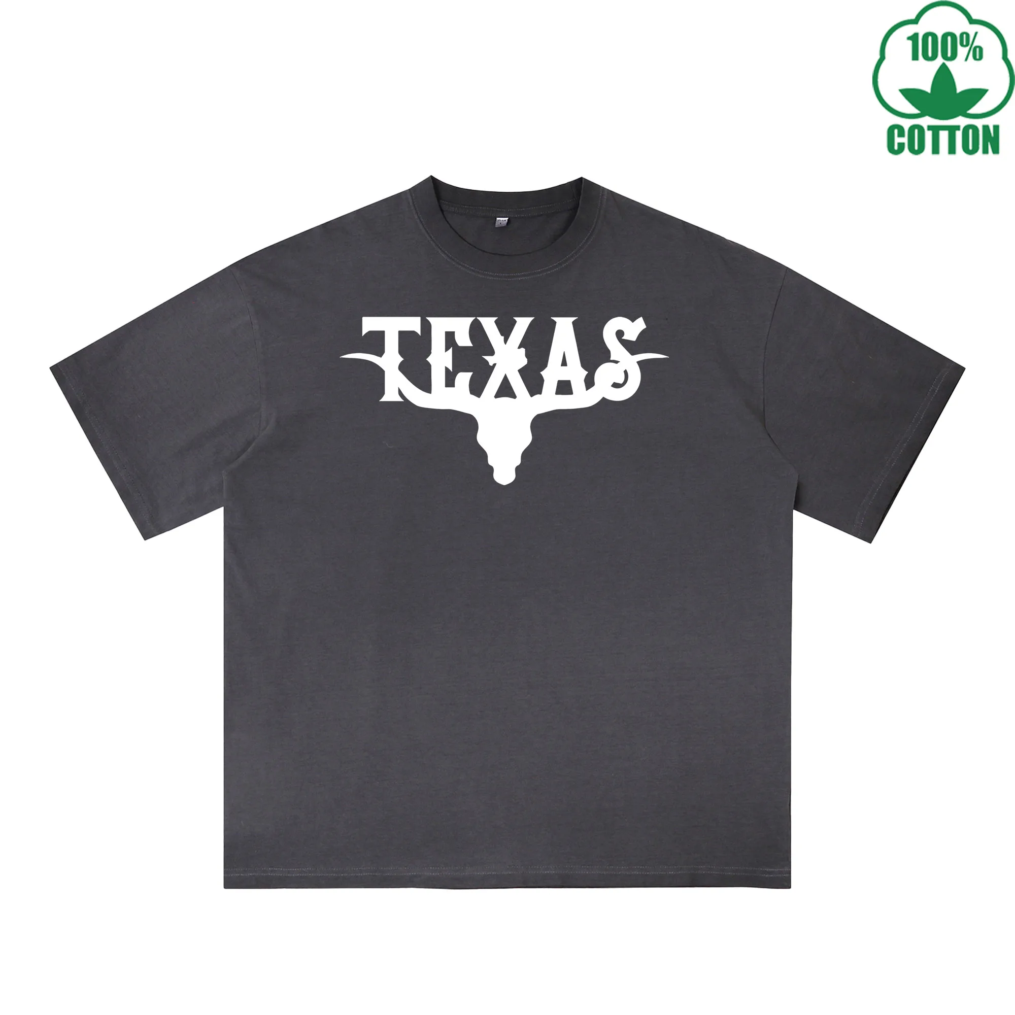 

Texas Printed Dirty WashT-Shirt 230G Multicolor Loose Trendy Fashionable 100%Cotton Short Sleeve Top