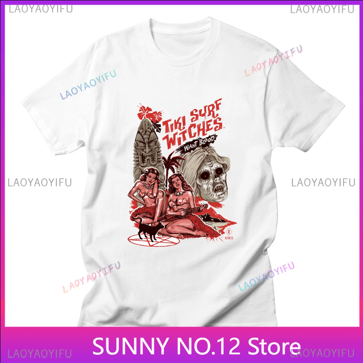 Let's Summon Demons Popular T Shirt Tiki Surf Witches Want Blood Harajuku Streetwear Plus Size Short Sleeve Fashion Customizable