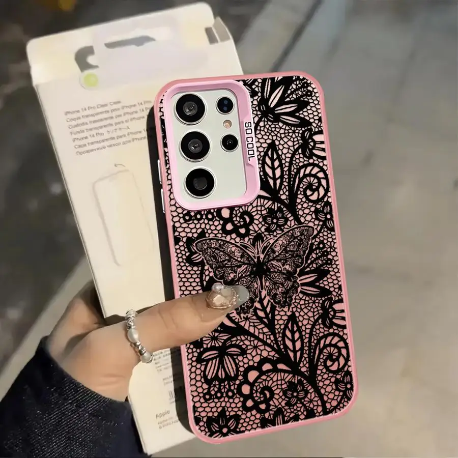 Phone Cover Case for Samsung Galaxy A31 A13 A14 A24 A25 A21s A23 A15 A16 A35 A17 A20s A12 A26 A34 Design Sense Black Lace 