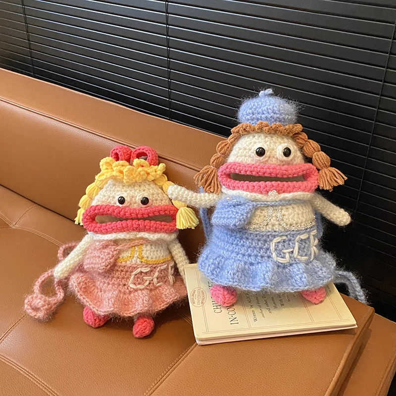 

Birthday Gift Cute Cartoon Knitted Phone Bag for Girls Handmade Crt Original Design Fem Universal Use Open Top Mobile Pouch