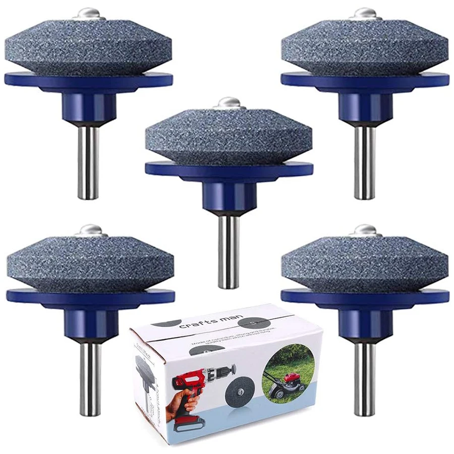 Afilador de cuchillas para cortacésped artesanal de 5 piezas para cualquier taladro manual eléctrico,