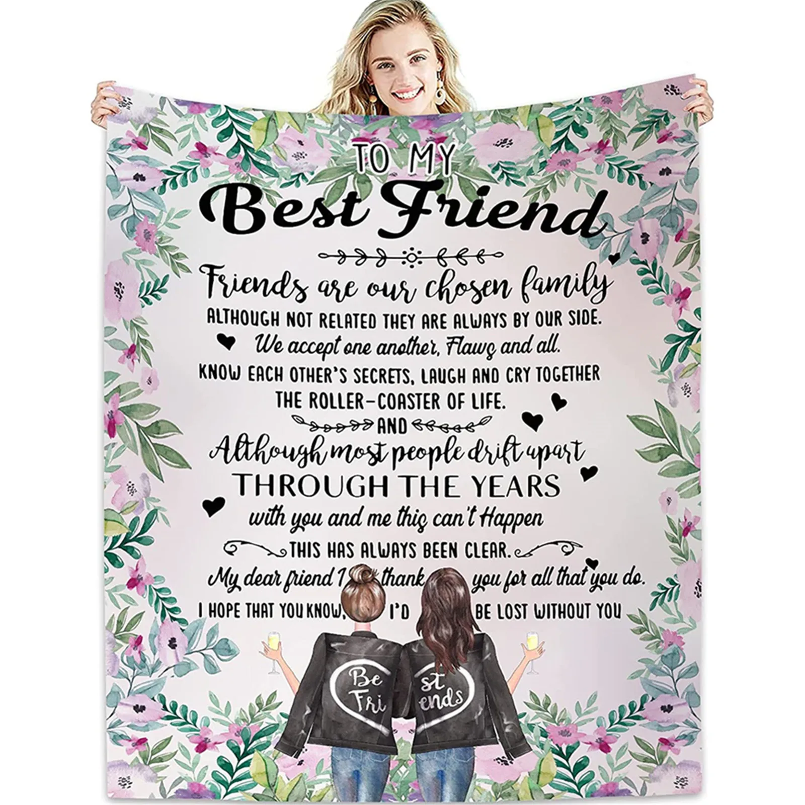 KACISSTY Best Friend Birthday Gifts Blankets 13 Designs Name Custom Gift for Women Friendship Fannel Throw Blanket Cozy Quilts