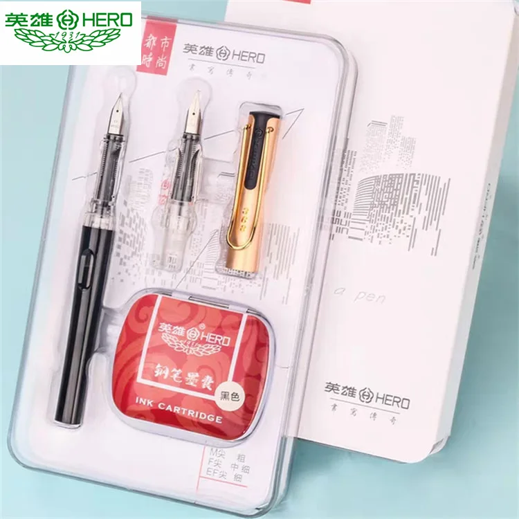 

HERO Pen 368 Mermaid and Gentleman Series Double Headed Set Pen for Students To Write and PracticeCalligraphy in Upright Posture