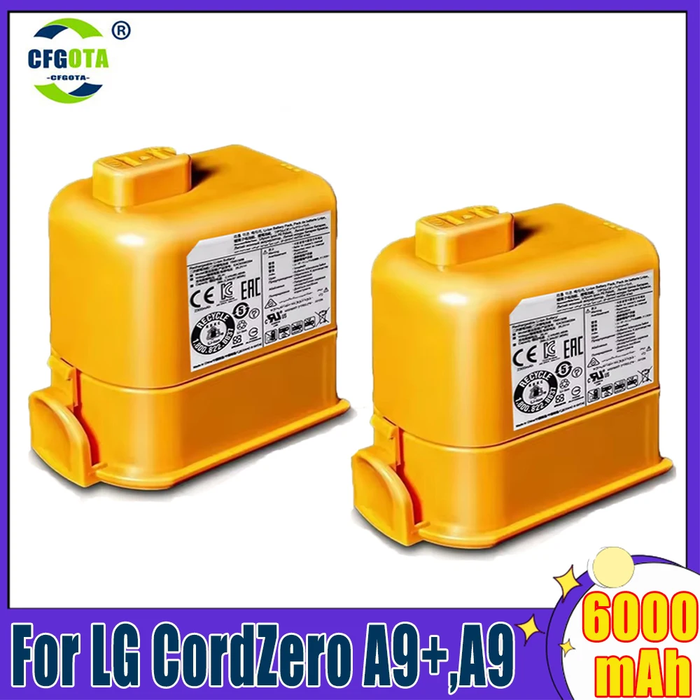 

Vacuum Cleaner Battery 6000mAh EAC63758601, EAC63382201, EAC63382202, MEV65921201, EAC63382204 for LG Cord Zero A9, A9+, A9 Plus