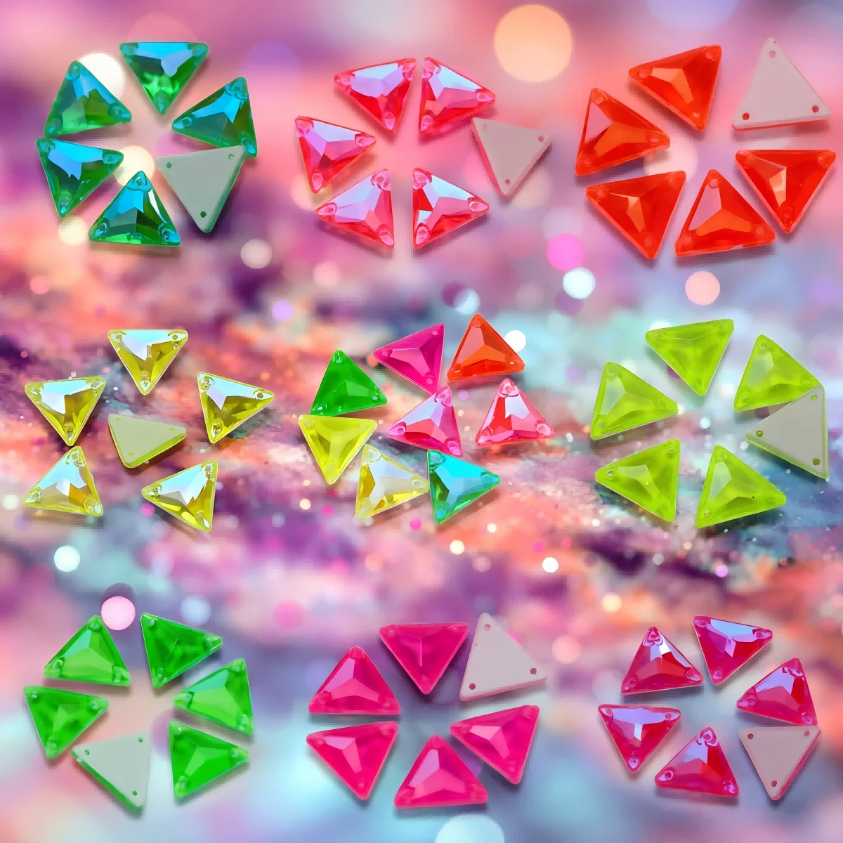 3270 Dreieck 16mm Fluoreszierende Leuchtende Neon-Acryl-Strasssteine für Jacken, DIY-Schmuck und Kleider – Detail 14