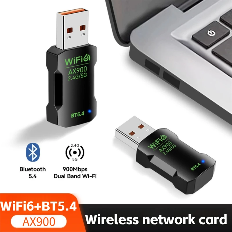 

AX900 USB WiFi 6 Bluetooth 5.4 Adapter 2 in1 Dongle Dual Band 2.4G&5GHz USB WiFi Network Wireless USB Wlan Receiver Driver Free