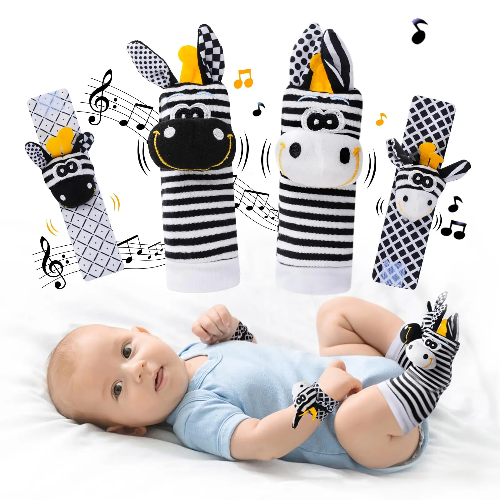 Juego de calcetines y buscador de pies con sonajero para bebé, juguetes perfectos para bebés de 0 a 12 meses, regalos para recién nacidos y niñas como para la ducha