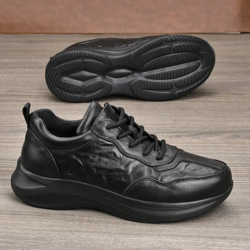 نمط جديد أحذية من الجلد الطبيعي الرجال عادية المسنين أبي أحذية رياضية في الهواء الطلق رياضي المشي رياضة الجري مريحة خفيفة الوزن #4