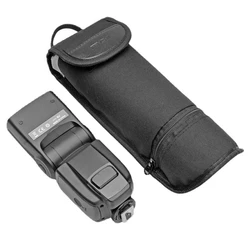 Portable Universal Flash Protective Pouch 25cm Double-layered Design Black Waterproof Flash Bag for Canon / Nikon Speedlite