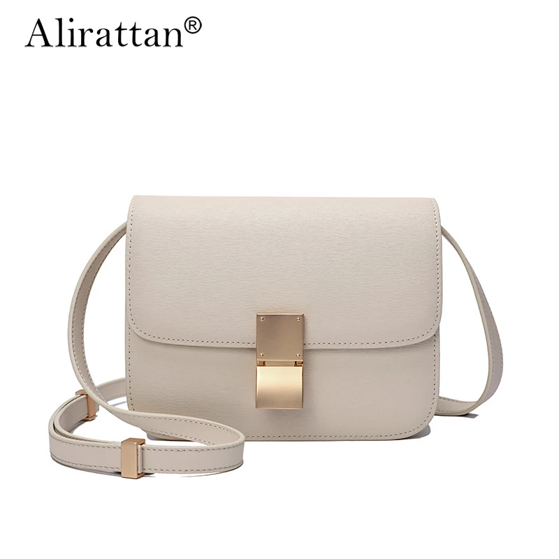 

2023 New Leather Stewardess Bag Fashion Cowhide Ladies Shoulder Tofu Bag Oblique Empty Simple Wild Small Square Bag