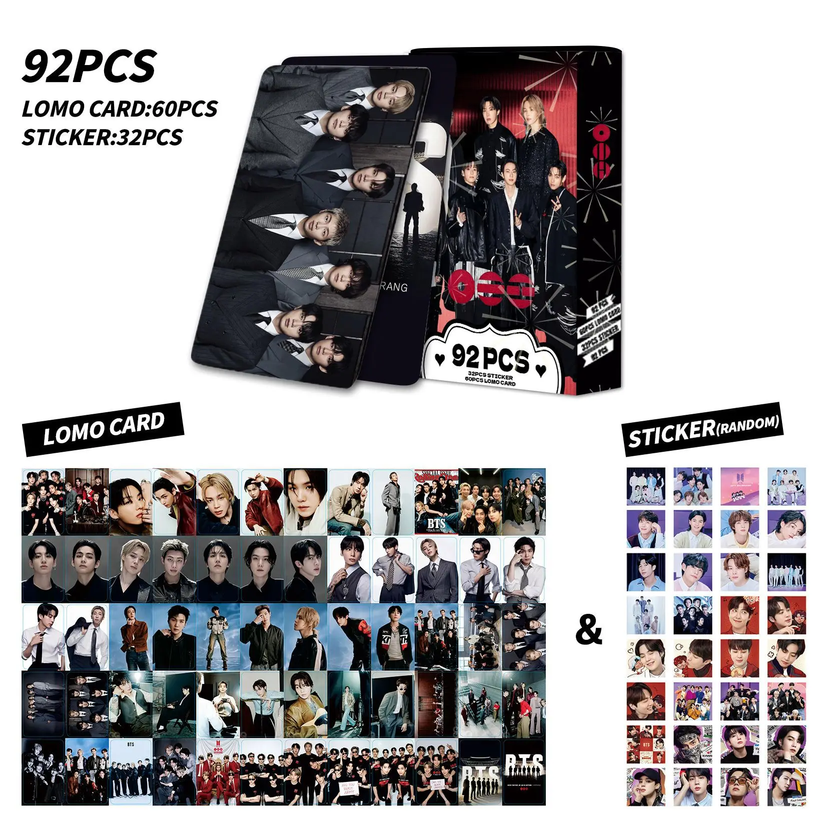92Pcs Kpop Lomo Cards BTS Photo Cards Boxed HD Photocard Set Fans Collection Postcards Gift For friend
