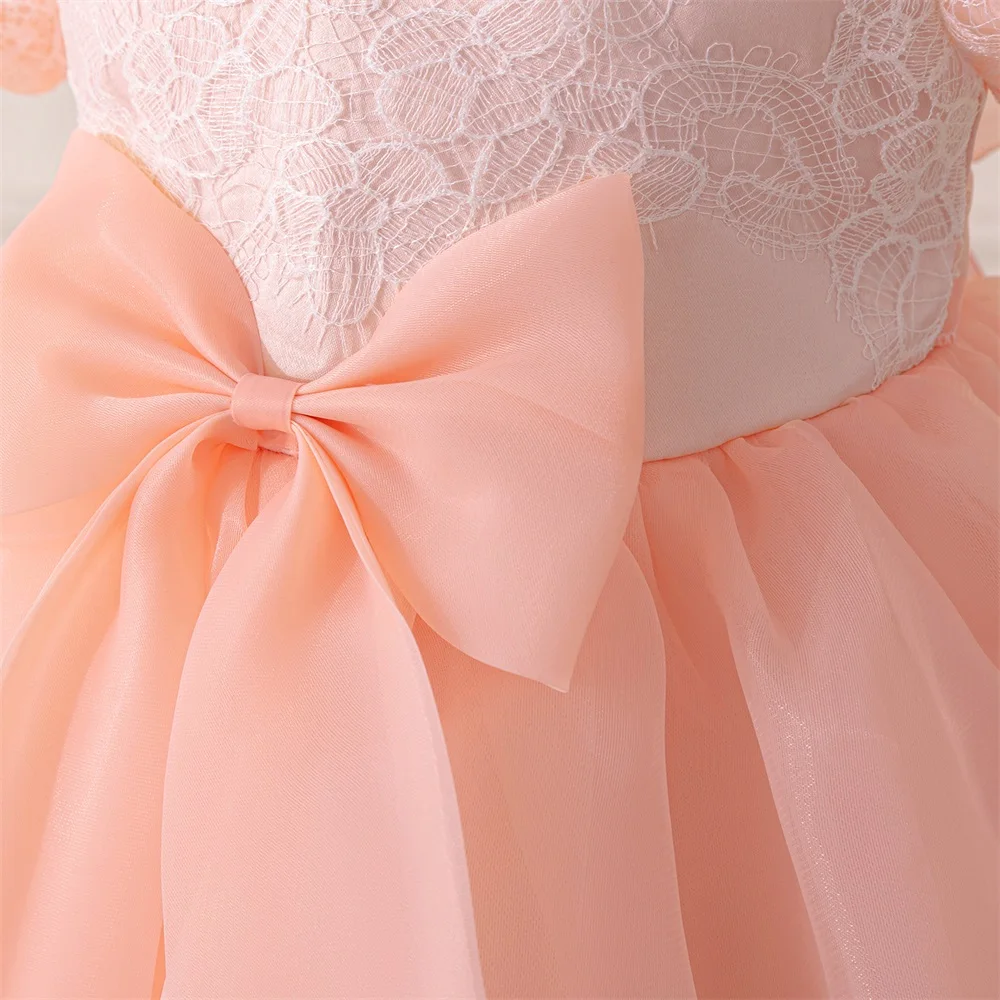 New Pageant First 1st Birthday Dress For Baby Girl Clothes Flower Peach Princess Dress Baptism Girls Dresses Elegant Party Gown