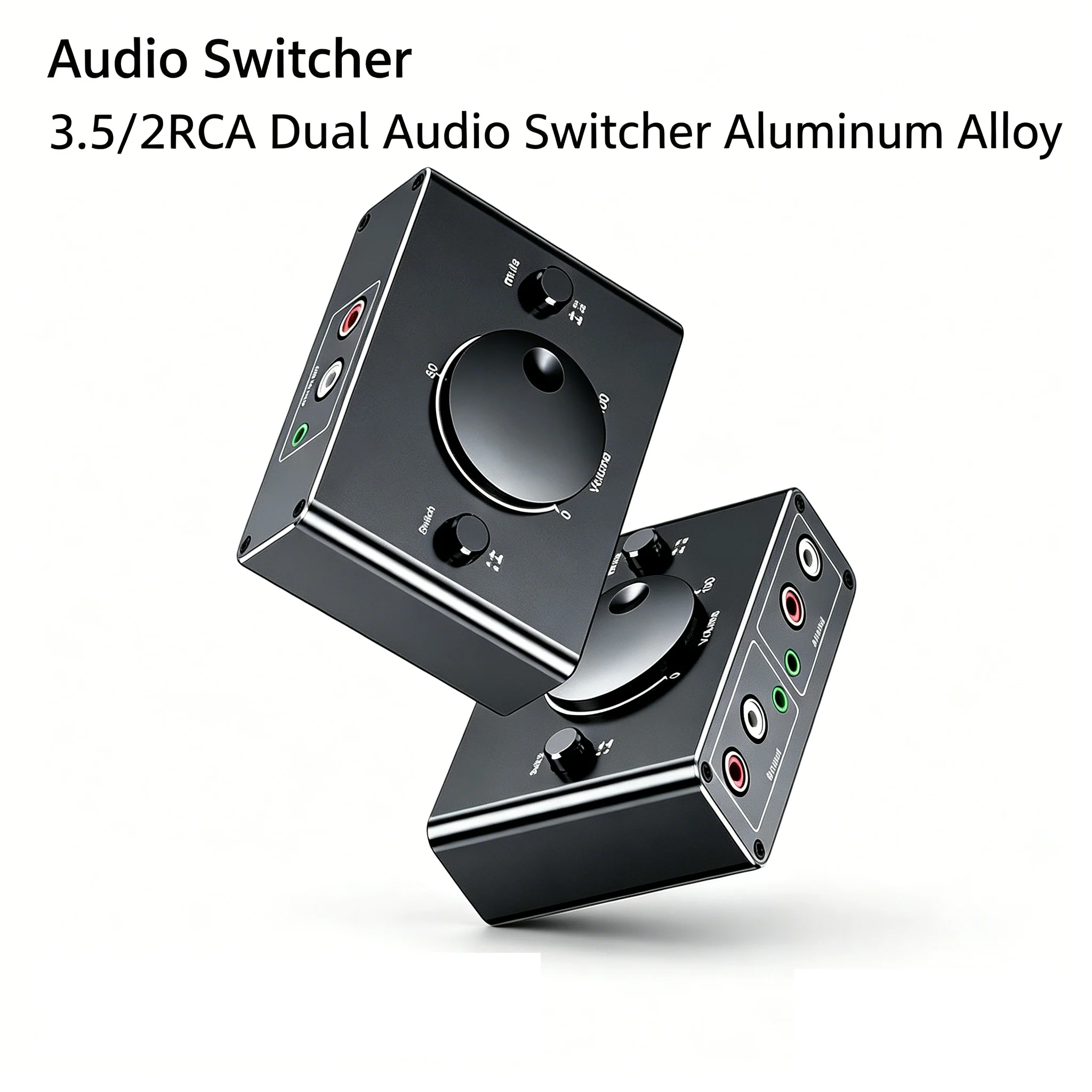 KEBIDUMEI Przełącznik audio stereo 3,5 mm RCA dwukierunkowy 1 wejście 2 wyjścia lub 2 wejścia 1 wyjście, przełącznik audio 3,5 mm 2RCA z przyciskiem wyciszenia — zdjęcie produktu 6