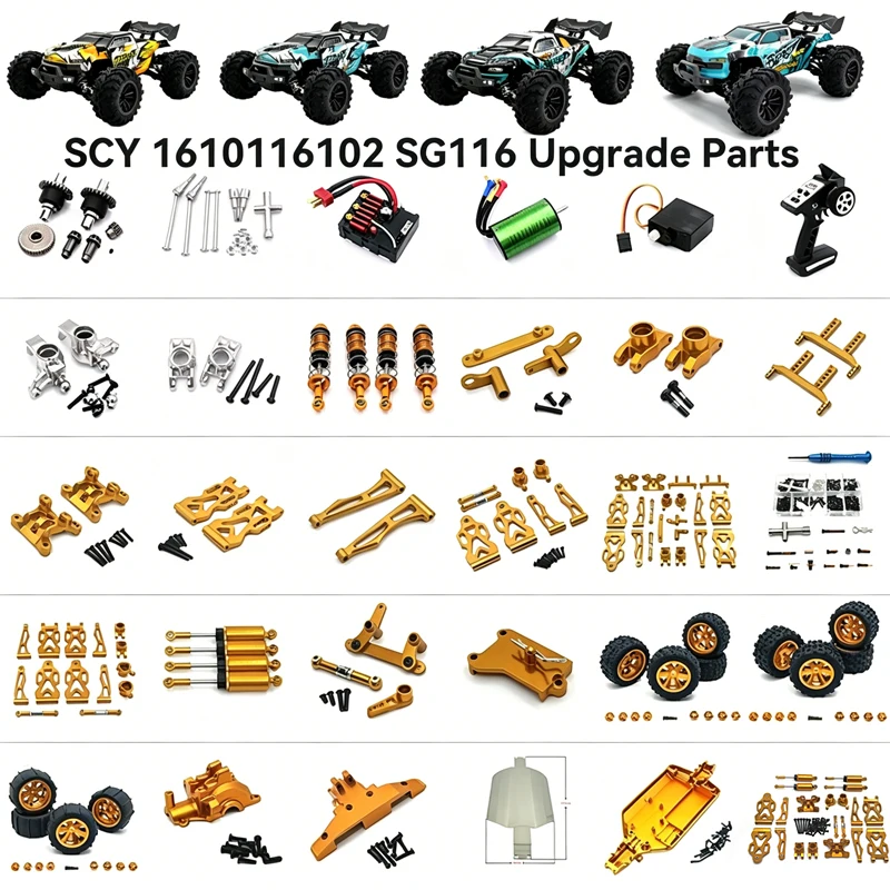 

Metal Upgrade Chassis for 16102PRO SG116 MAX 16101PRO 16101 with Arm Swinging Shock Absorber Gear Box Drive Shaft Tire Bearings